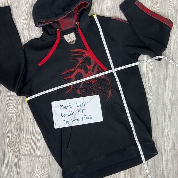Legendary Whitetails The Outfitter Men's Large Tall Black Red Hoodie Sweatshirt - Picture 6 of 6